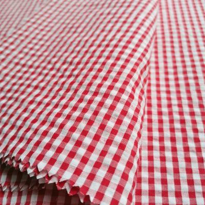 China Sustainable Wholesale Cotton Yarn Dyed Plaid Stripe Cotton Seersucker Fabric For Kids Shirts Dress for sale