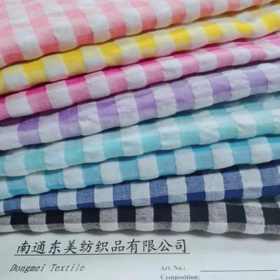 China Running Yarn Antistatic Ready Dyed Ply Woven Fabric Polyester Cotton Cotton Seersucker Crepe Fabric For Kids Dresses Short Cotton Seersucker for sale