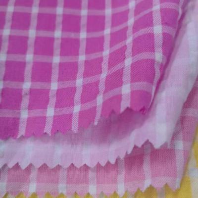 China Sustainable Wholesale Cotton Yarn Dyed Plaids Screen Cotton Seersucker Crepe Woven Fabric For Children's Clothing Dress for sale