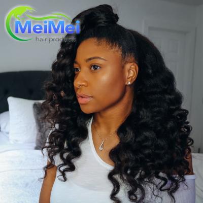 China Wholesale Free Sample Italian Wave Colored Women 30 Inch Natural Virgin Deep Loose Wigs 100% Real for sale