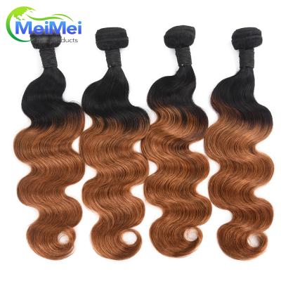 China Unprocessed Brazilian Body Wave Virgin Hair 8A Ombre Hair Sew In Weave Two Tone 1b/30 Body Wave Virgin Hair Extension for sale