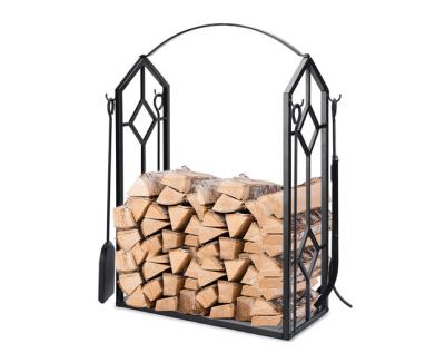 China Modern firewood rack with 4 fireplace tools for sale