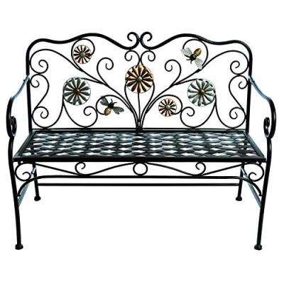 China Cozy Black Outdoor Safe Metallic Bee And Flower Garden Bench for sale