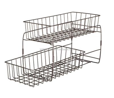 China Sustainable Metal 2 Tier Stackable Pull-Out Wire Basket for sale