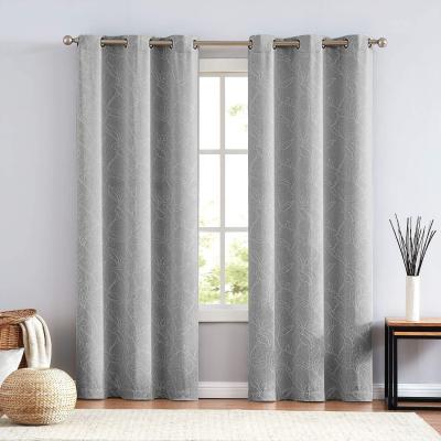 China CLASSIC Leaf Gray Curtains Bedroom 84