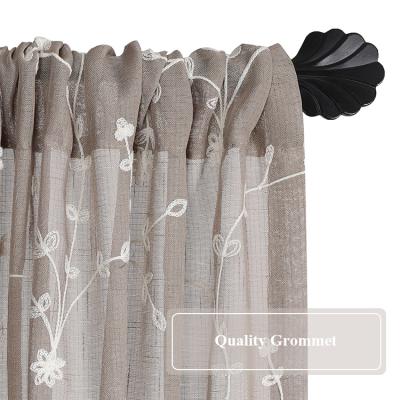 China CLASSIC Leaf Embroidery Curtain Fabric Polyester 100% Sheer Window Curtain for sale