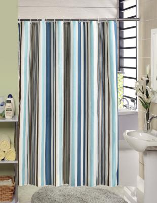 China Hot Selling Amazon Single Hotel Sustainable Polyester Striped Waterproof Shower Curtain for sale