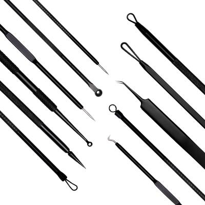 China High Quality Skin Care Blackhead Removal Needle Stainless Steel Button Cleansing Black Acne Needle Tweezers Kits Set for sale