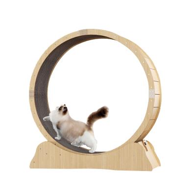 China Hot Selling Viable Animal Fitness Pet Treadmill Machine Cat Toy Solid Wood Fitness Wheel Small Pet Train for sale