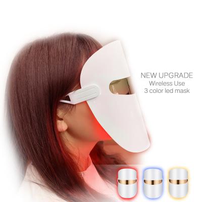 China Pigment Removal 3 Colors Wireless Led Mask Skin Beauty Equipment Anti Aging Rejuvenation Whitening Machine Led Face Mask for sale