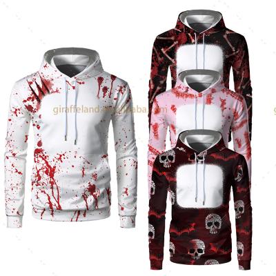 China QUICK DRY USA Store Custom Halloween Kangaroo Pocket Pullover Hoodies 95% Polyester Air Layer Bleached Sublimation Sweatshirt Kids Men for sale