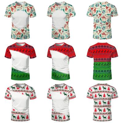 China QUICK DRY Custom Sublimation Christmas Bleached T-shirts Unisex Printed Polyester Gift Faux Bleach Tops Tees Good Sublimation Effect for sale