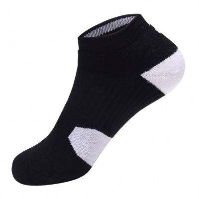 China Custom Logo Cotton Breathable Black Sports Socks Mens Black Athletic Socks Cycling Gym Workout Terry Sport For Man Sock for sale