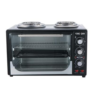 China Desktop Mechanical Electric Oven Control Metal Timer Electric Oven with Hot Plate Double Deck Bread Oven Electric Stove for sale