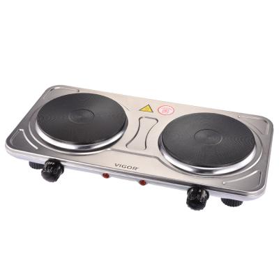 China Stainless Steel Electric Cooking Stove Electric Stove With Cast Iron Burners Hot Plate Thermostat Double Burner Stainless Steel for sale