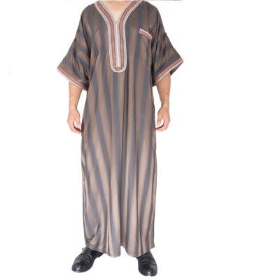 China Hot Selling Men's Clothing Muslim Men's Clothing Moroccan Stripe Embroidered Kaftan 2021 for sale