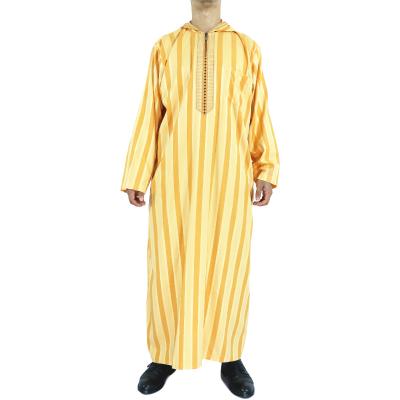 China Hot Selling Muslim Clothing Men's vcoin Shape On Chest Moroccan Men's Clothing Handmade Embroidered Djellaba Kaftan for sale