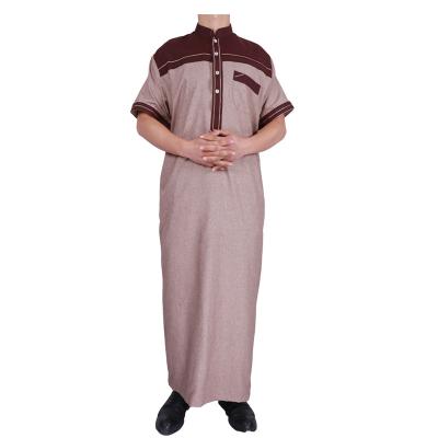 China Mens Clothing 2020 Newest Design Fashion Mens Cotton Islamic Clothing Mens Thobe Canvas With Stand Collar for sale