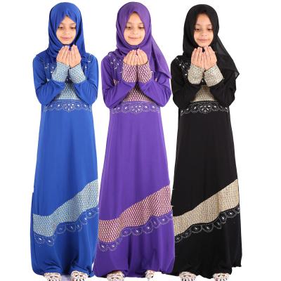 China Stock 2020 New Good Quality Knitted Fabric 6-12 Years Old Muslim Kids Abaya Dress For Girls for sale