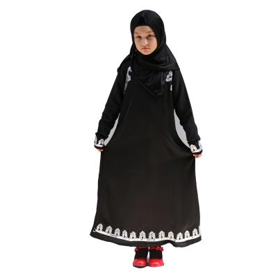 China Polyester 2018 New Design Embroidery Black Children Abaya For Girls for sale