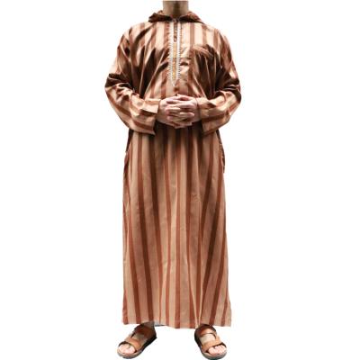 China New Arrival Men's Thobe Jalabiya Qamees Hooded Caftan de Maroc Winter Moroccan Luxury Thick Hooded Jellaba Thobe Jalabiya Qamees for sale