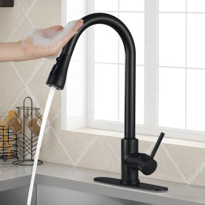 China Sense Faucets 304 Stainless Steel Hot Cold Water Gold Black Brushed Color Pull Out Smart Touch Sensor Kitchen Faucet for sale