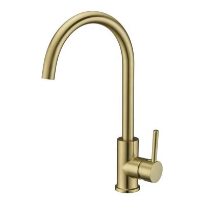 China Factory wholesale price best selling modern commercial 360 degree swivel single handle brushed nickel plated stainless steel gold kitchen faucet for sale