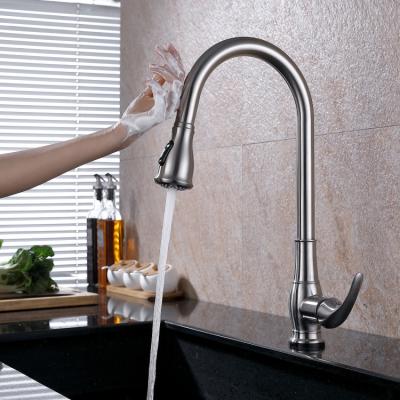 China High Quality Sense Faucets 304 Stainless Steel Kitchen Sink Water Brushed Color Pull Out Touch Sensor Smart Kitchen Faucet for sale