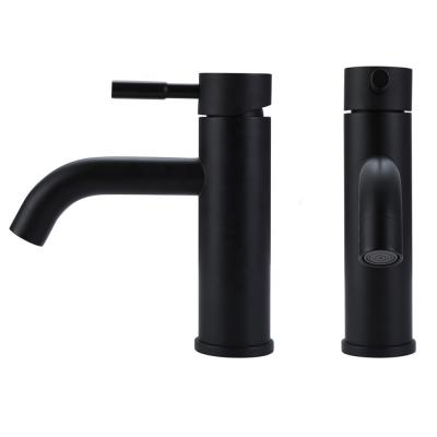 China Modern Hot Cold Water Faucet Mixer Ceramic OEM 304 Stainless Steel Ceramic Single Handle Brushed Black Basin Faucet for sale