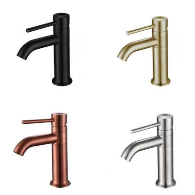 China Modern Single Handle Taps One Hole Waterfall Mixer 304 Stainless Steel Sink Faucet Bathroom Face Wash Rose Gold Black Basin Faucet for sale