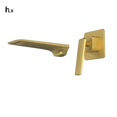 China New Modern Design Single Handle Brushed Gold Basin Mixer In-wall Mounted Hot And Cold Water Mixer Taps Waterfall Basin Faucet for sale