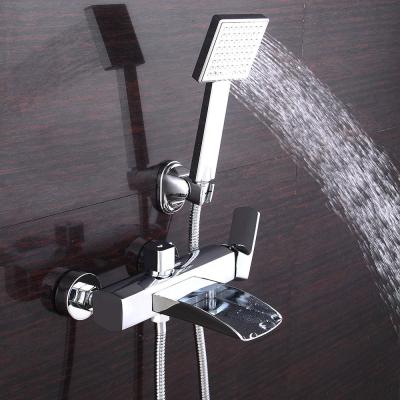 China Without Slide Bar New Design Bathroom Rain Shower Mixer Waterfall Shower Faucet Wall Mounted Sets Fashion Sanitary Ware for sale