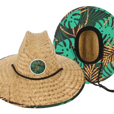 China Outdoor Natural Straw Wide Brim Unisex Raw Paper Material Eco-friendly Summer Surfing Straw Hat With Logo for sale