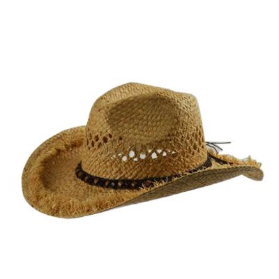 China Hand & Woven Cowboy Hats Made of Raffia from Topsale in China with Fringed Edge for sale