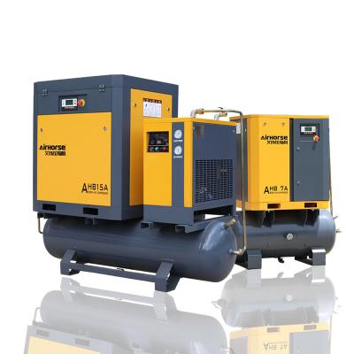 China AirHorse Lubricated 20 Hp Industrial Type Direct Driven Energy Saving Low Noise Mini Screw Air Compressor with Air Dryer and 500L Tank for sale