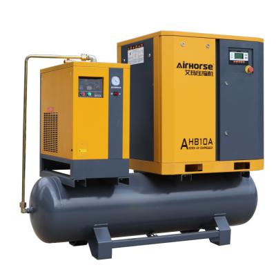 China Lubricated Stationary Power Screw Air Compressor 7.5 Kw 10 Hp Rotary Industrial Compressor for sale