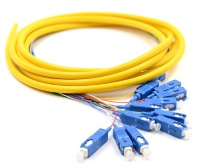 China Telecom Communication Fiber Pigtail SM Fiber Optic Pigtail G657a Colors 12 Cores Color SC/UPC SC/APC FTTH Braid Catheter Patch Cord for sale