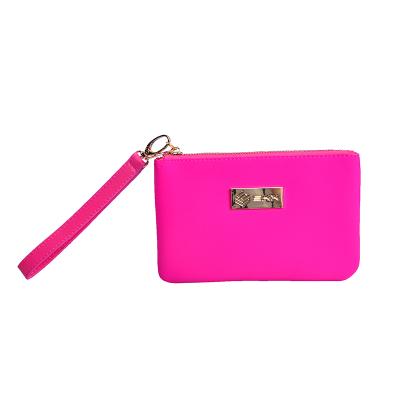 China Fashion Hot Pink Neoprene Pouch For Keeping Change Cosmetic Pouch for sale