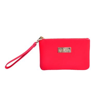 China Fashion Red Color Neoprene Pouch Neoprene Cosmetic Small Handbag Make Up Bag for sale