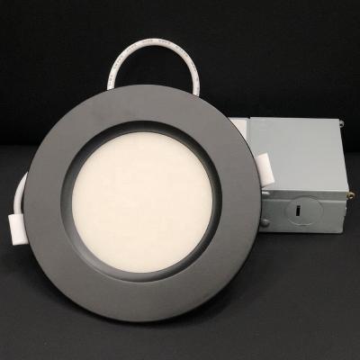 China Hot Sale Indoor ETL ES Recessed Ceiling LED Panel Light RGB And CCT Round 7 Color 4inch 9W Black 2700K-6000K for sale