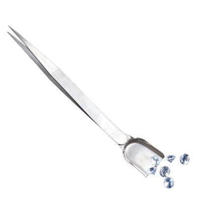 China High Quality Metal Stainless Steel Tweezers With Straight Shovel Elbow Metal Jewelry Tools for sale