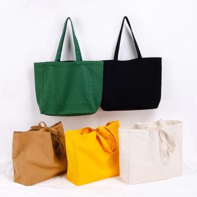 China Eco-friendly Customized Logo Printed Recycle Plain Organic Cotton Canvas Tote Shopping Bags with pocket and zipper for sale