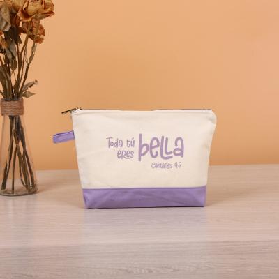 China Eco-friendly Wholesale Small Eco Friendly Custom Cotton Blank Zipper Pouch Make Up Bags Plain Cotton Canvas Makeup Cosmetic Bag With Logo for sale