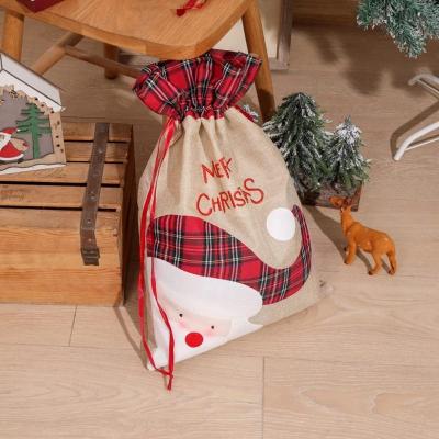 China Eco-friendly Promotional Custom Canvas Santa Sacks Large Sublimation Drawstring Christmas Sack Bags For Gift for sale