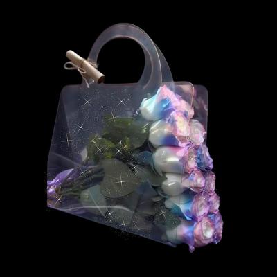 China Recyclable Tiktok Hot Selling Transparent Portable Flower Bouquet Sleeves Bags For Flower Carrying In Plastic PET PVC Paper for sale