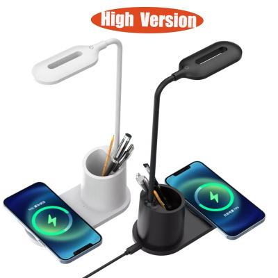 China Amazon Hot Selling Multifunctional 3 in 1 Table Fast Wireless Charging Dock Led Lamp with Pen Holder Wireless Charger Night Light for sale