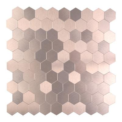 China Parquet Rose Gold Metal Tiles Peel and Stick Backsplash for sale