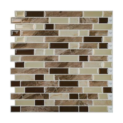 China Parquet Brown Marble Look PU Gel Stick On Backsplash Slab Peel And Stick Wall Sticker for sale