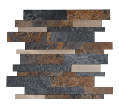 China Parquet Rust Stone PVC&Aluminum Peel And Stick Slab For Kitchen Backsplash for sale