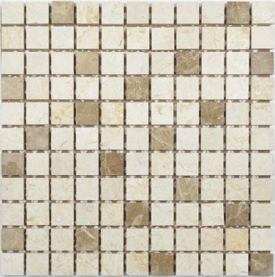 China Parquet polished beige and light emperador marble stone mosaic slab for sale